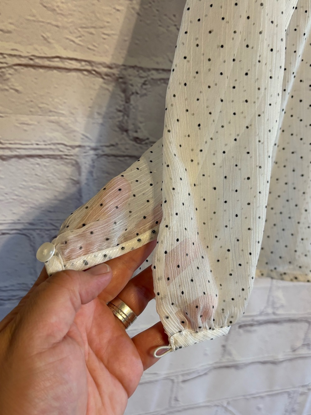 Coldwater Creek White Blouse with Black Micro Dots - Picture 2 of 7